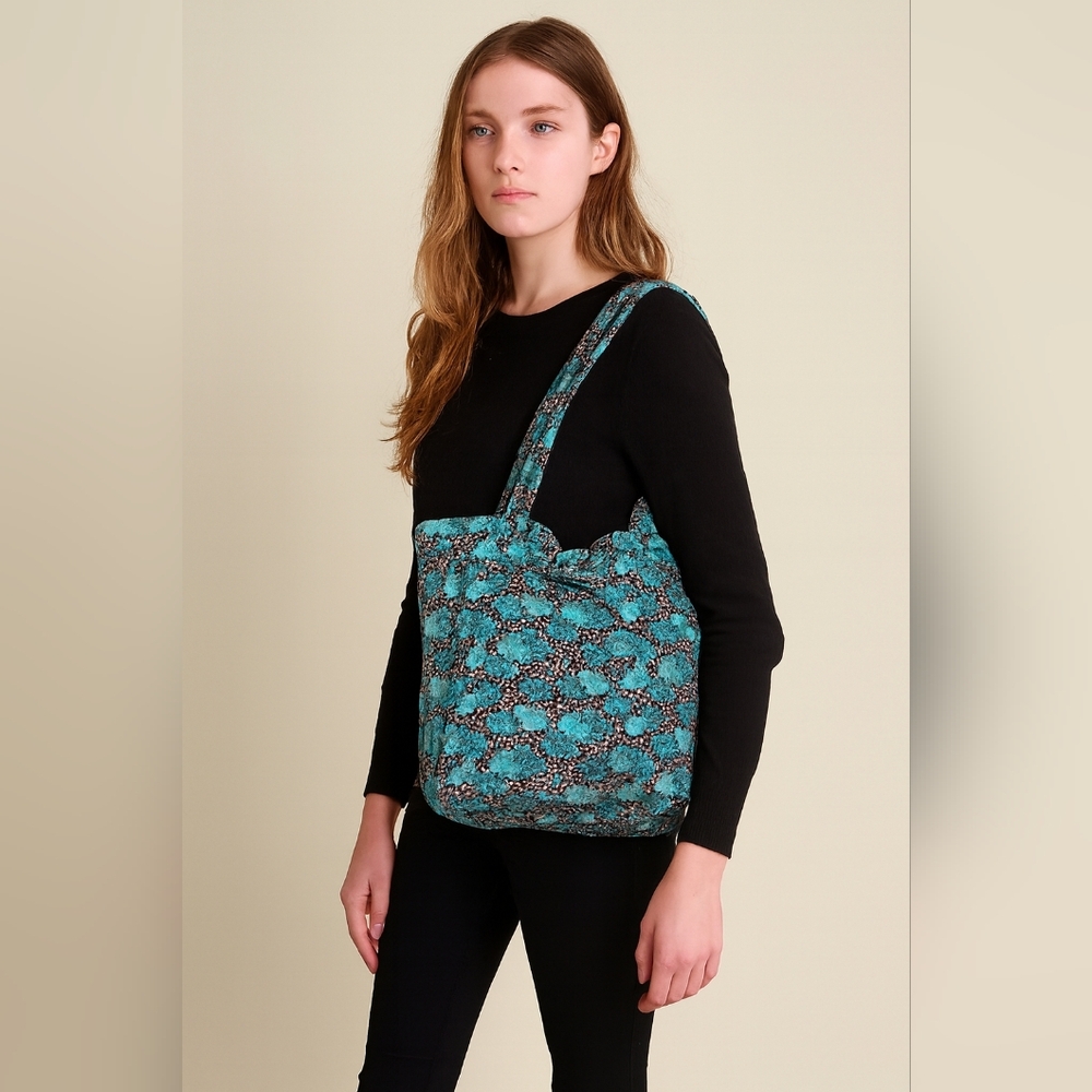 MARC JACOBS FLORAL PRINT MULTI PURPLE TOTE QUILTED TOTE BAG RETAIL $250